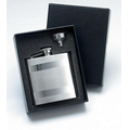6 Oz. Stainless Steel Flask w/ Horizontal Stripes & Funnel Gift Set in Box
